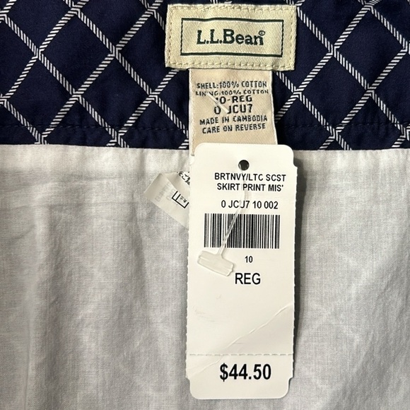L.L. Bean Pleated Nautical Anchor Blue White A-Line Skirt Size 10 - Picture 5 of 9